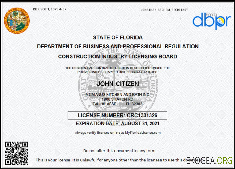 Licence commerciale d'entrepreneur aux États Unis et en Floride